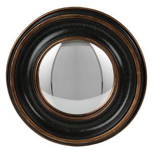 HAES DECO - Bolle ronde Spiegel - Bruin - Ø 23x3 cm - Polyresin / Glas - Wandspiegel, Spiegel rond, Convex Glas