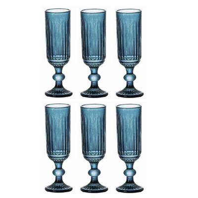 Set van bekers Home ESPRIT Blauw Kristal 160 ml (6 Stuks)