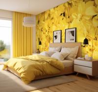 Bloemenblaadjes Foto behang geel