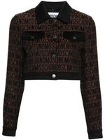 Moschino logo-print cotton-blend cropped jacket - Marron