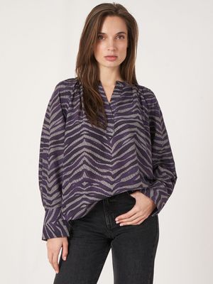 Blouse met zebraprint van katoen-zijde-mix