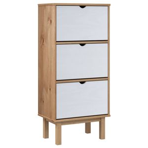 The Living Store OTTA Schoenenkast - 55 x 35 x 120 cm - Massief grenenhout - Bruin en wit