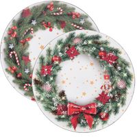Christmas Decoration kerstdiner onderborden - 2x -D33 cm - kerst thema - Onderborden - thumbnail