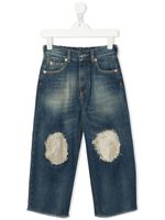 MM6 Maison Margiela Kids jean ample à détail de patch - Bleu - thumbnail