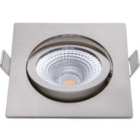 EcoDim - LED Spot - Inbouwspot - ED-10027 - 5W - Waterdicht IP54 - Dimbaar - Dim to Warm - Warm Wit 2000K-3000K - Geborsteld Nikkel - Aluminium - Vierkant - Kantelbaar