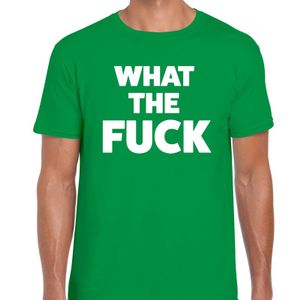 What the Fuck tekst t-shirt groen heren