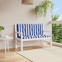 VidaXL Tuinbankkussens 2 st gestreept 120x50x7 cm stof wit en blauw