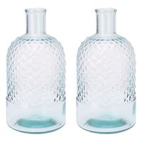 H&S Collection Bloemenvaas Salerno - 2x - Gerecycled glas - transparant - D12 x H23 cm