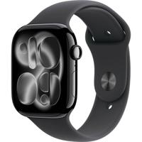 Apple Watch Series 11 GPS 46 mm Aluminium kast Sport Band Zwart S/M