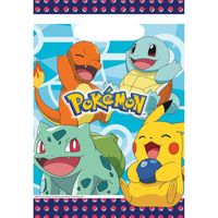 16x Pokemon eetuitdeelzakjes/snoepzakjes blauw 16 x 23 cm kinderverjaardag   - - thumbnail