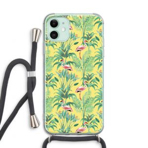 Flamingo party: iPhone 11 Transparant Hoesje met koord