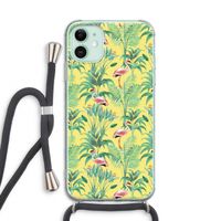 Flamingo party: iPhone 11 Transparant Hoesje met koord