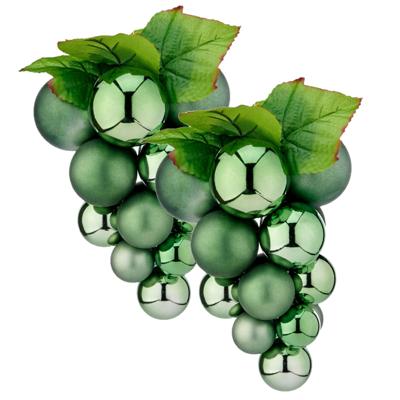Kerstornament druiventros - 2x stuks - groen - 33 cm - kunststof - kersthanger fruit - wijn thema