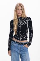 T-shirt met silhouetten van vazen - BLACK - L