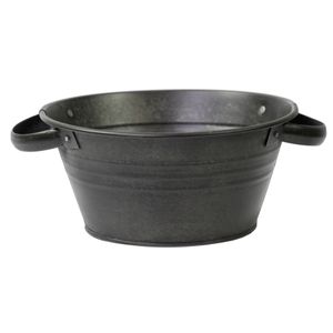 Teil bloempot/plantenpot - zink - zwart - D26 x H12.5 cm