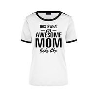 This is what an awesome mom looks like wit/zwart ringer cadeau t-shirt voor dames - Moederdag