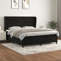 Boxspring met matras fluweel zwart 180x200 cm