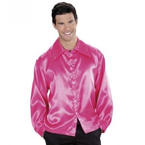 Roze satijnen disco blouse XL  -