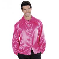 Roze satijnen disco blouse XL  -