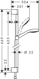 Hansgrohe Croma Select E doucheset waterbesparend met glijstang 65cm chroom