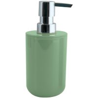 Zeeppompje/zeepdispenser Porto - PS kunststof - groen/zilver - 7 x 16 cm - 260 ml