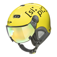 CP Carachillo XS skihelm fluo geel glimmend - helm met spiegel vizier (☁/❄/☀) CP Carachillo XS skihelm fluo geel glimmend - helm met spiegel vizier (☁/❄/☀)