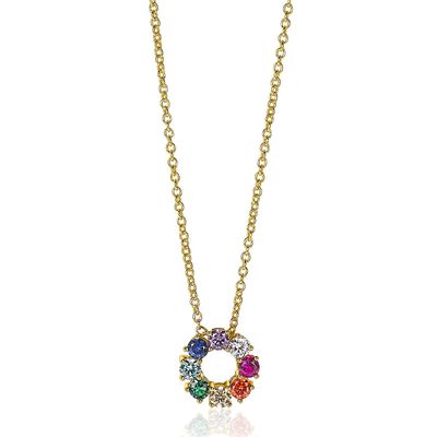 Zinzi ZIC2172 Ketting Regenboog zilver-kleurstenen goudkleurig 12 mm 45 cm