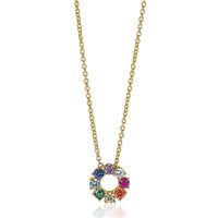 Zinzi ZIC2172 Ketting Regenboog zilver-kleurstenen goudkleurig 12 mm 45 cm