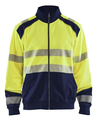 Blåkläder Sweatshirt hele rits High-Vis 35582528 | High-Vis Geel/Marineblauw | Maat XS - 7330509610305