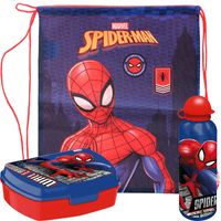 Marvel Spiderman lunchbox set voor kinderen - 3-delig - blauw - incl. gymtas/schooltas