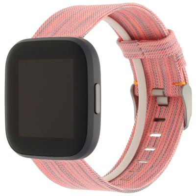 Fitbit Versa Nylon Gesp Band - Oranje Gestreept Fitbit Versa Nylon Gesp Band - Oranje Gestreept