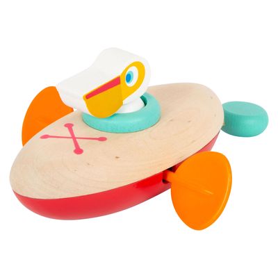 Small Foot badspeelgoed houten kano pelikaan opwindbaar