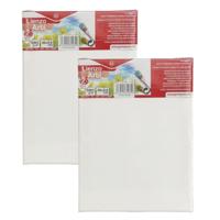 Gerimport Schilderdoek - 2x - 24 x 18 cm - blanco canvas - rechthoekig - houten frame