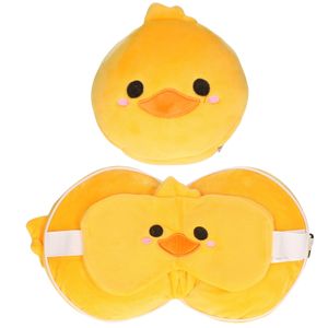 Eend knuffel/reiskussen/slaapmasker 3-in-1 voor kinderen   -