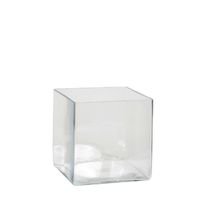 Lage vaas/accubak transparant glas vierkant 20 cm   -