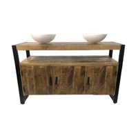 Badkamermeubel Mango Wood 135x45x91 cm Met Solid Surface Waskommen Aqua Splash