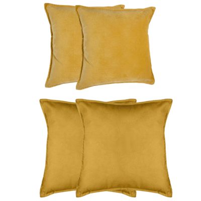 Bank/sierkussens huiskamer Sophia - set 4x stuks - Okergeel - polyester - met rits - In 2 formaten