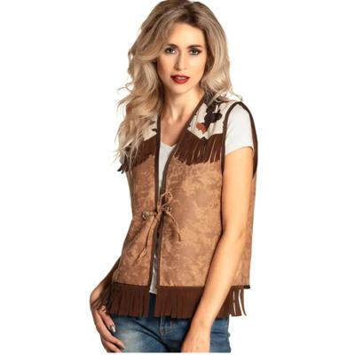 Carnaval verkleed Western gilet/vestje - Cowgirls - bruin - dames - one size - themafeest Carnaval verkleed Western gilet/vestje - Cowgirls - bruin - dames - one size - themafeest