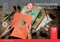 Talens gekleurd tekenpapier, 180 g, ft 29,7 x 42 cm, A3, geassorteerde warme kleuren, blok van 50 vel