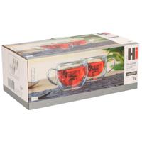 Set van 2x stuks dubbelwandige theeglazen/koffieglazen - 250 ml/25 cl - Thee/koffie drinken