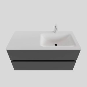 Badkamermeubel Solid Surface BWS Oslo 100x46 cm Rechts Mat Antraciet (met 1 kraangat)