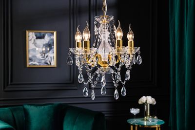 Design kroonluchter DIAMONDS S 40cm goud acryl 5-armig barok design - 43169