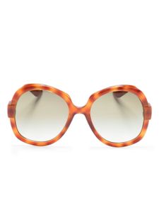 Gucci Eyewear lunettes de soleil oversize à logo gravé - Marron