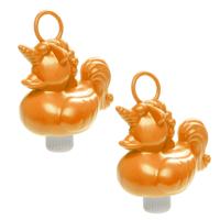 Duckiez eenhoorn badeendje badspeelgoed - 8x - oranje - 12 x 6 cm - Met oogje voor het hengelspel