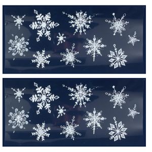 3x Kerst raamversiering raamstickers witte glitter sneeuwvlokken 23 x 49 cm