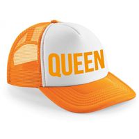 Koningsdag snapback/cap - Queen - oranje/wit - dames - pet - koningin