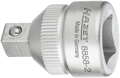 HAZET Verloopstuk 8858-2 · 3/8 inch (10 mm) vierkant hol · 1/4 inch (6,3 mm) vierkant massief · Lengte: 26 mm