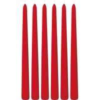 6x Rode dinerkaarsen 30 cm 13 branduren   -