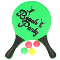 Houten beachball set groen met extra balletjes