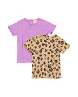 HEMA Baby T-shirts Rib Dieren - 2 Stuks Paars (paars)